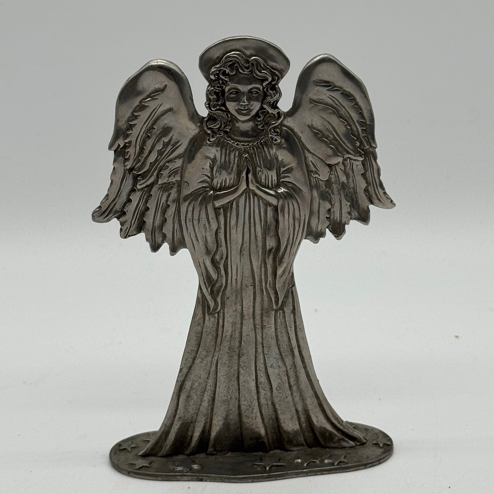 Vintage 1986 Seagull Pewter Canada Celestial Angel Figurine Stars Base 5.25"